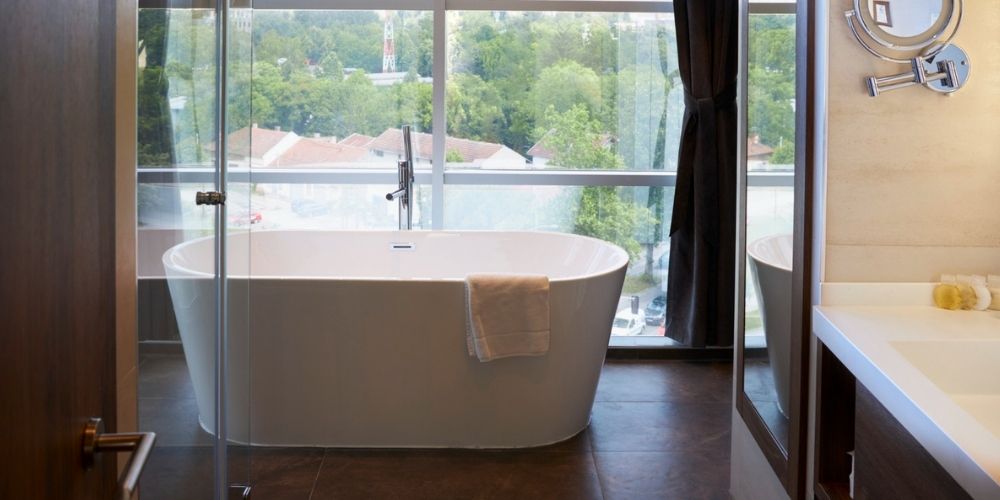 Expensive bathtub in a bathroom