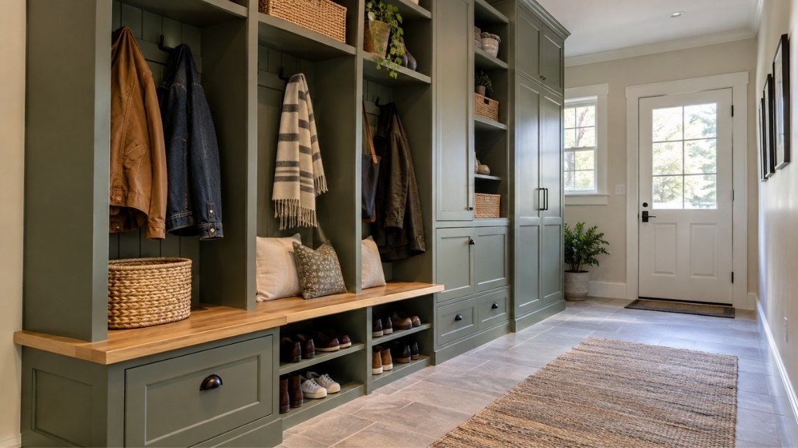 mudroom featuring a custom built-in storage system