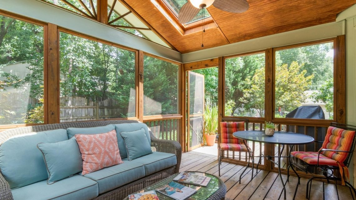 cozy screened-in porch