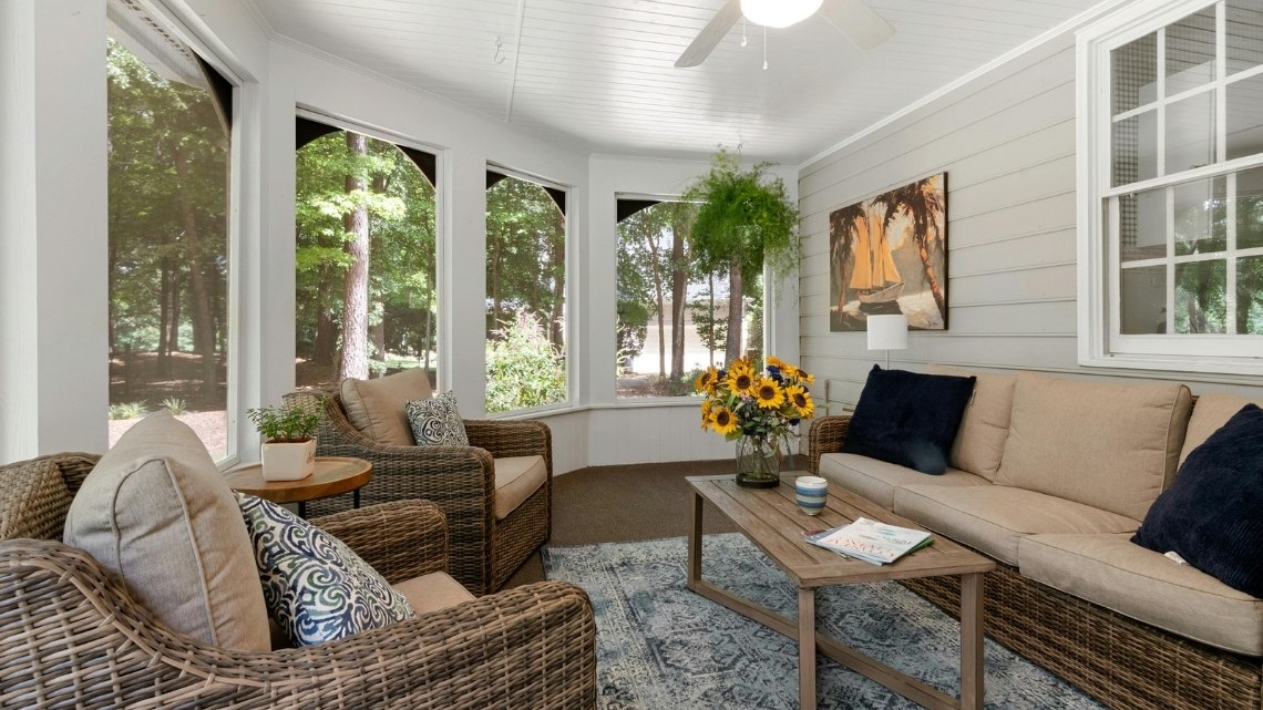 bright, cozy sunroom